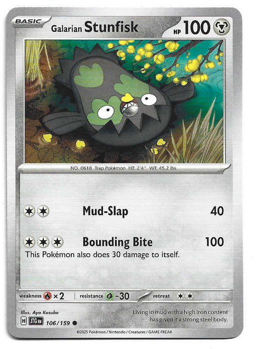 GALARIAN STUNFISK - COMMON  106/159 POKEMON TCG JOURNEY TOGETHER TRADING CARD