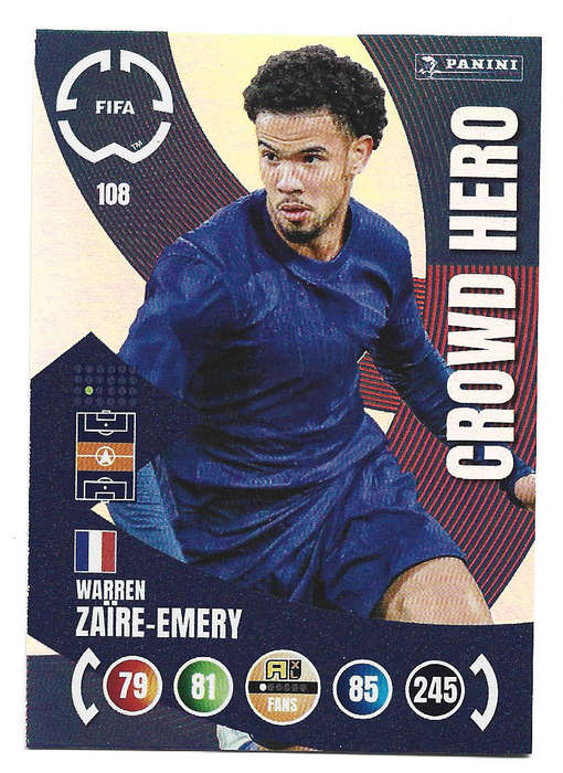 WARREN ZAIRE EMERY - PANINI CLUB WORLD CUP 2025 - FOIL CROWD HERO TRADING CARD 108