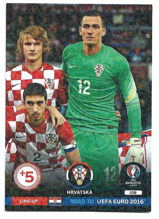 CROATIA - PANINI Road to Euro 2016 Collection - TEAM "LINE UP" TRADING CARD  108
