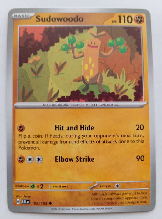 SUDOWOODO - UNCOMMON  109/193  POKEMON TCG S&V PALDEA EVOLVED TRADING CARD