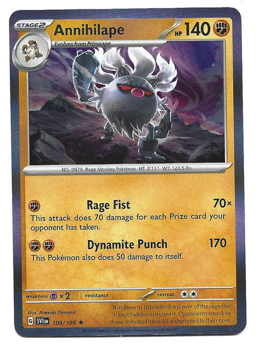 ANNIHILAPE - HOLO RARE  109/198 POKEMON TCG SCARLET & VIOLET TRADING CARD