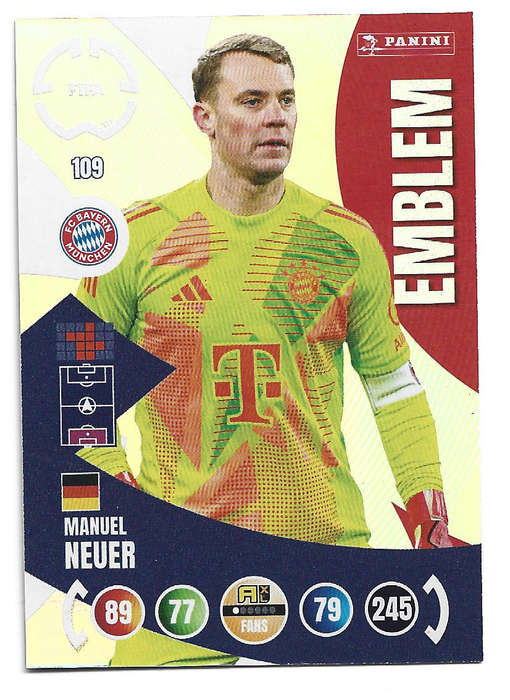 MANUEL NEUER - PANINI CLUB WORLD CUP 2025 - FOIL EMBLEM TRADING CARD 109
