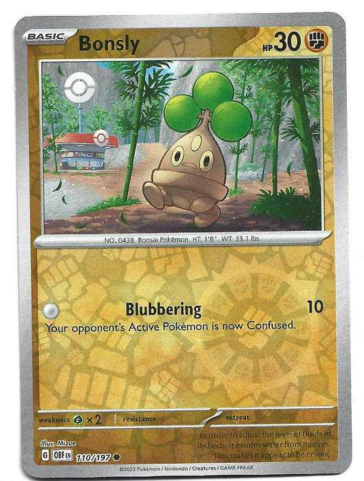 BONSLY - REVERSE HOLO  110/197 POKEMON TCG OBSIDIAN FLAMES TRADING CARD