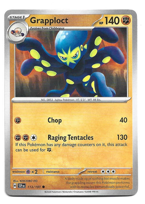 GRAPPLOCT  - COMMON  113/191 POKEMON TCG SURGING SPARKS TRADING CARD