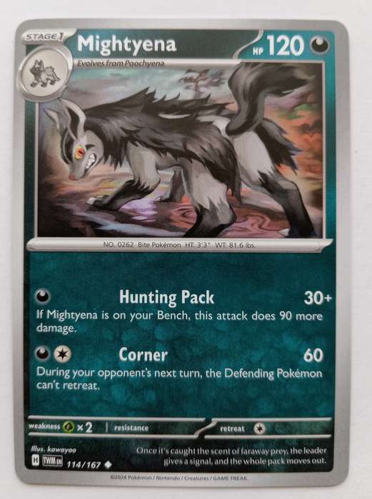 MIGHTYYENA - POKEMON NINTENDO TWILIGHT MASQUERADE 2024 - COMMON TRADING CARD 114/167
