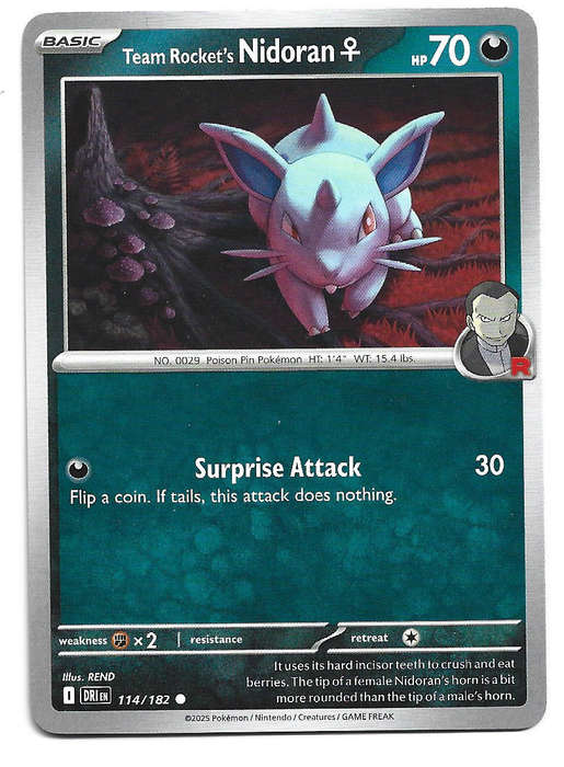 TEAM ROCKET's NIDORAN - COMMON  114/182  POKEMON TCG DESTINED RIVALS TRADING CARD