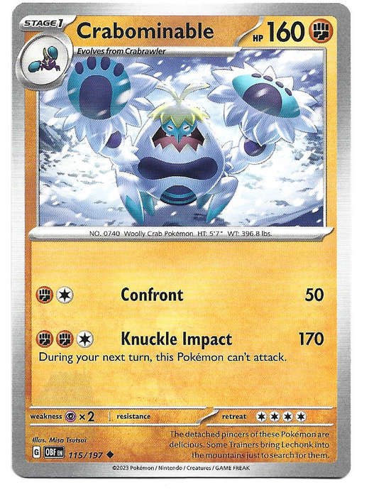 CRABOMINABLE -   POKEMON TCG OBSIDIAN FLAMES COMMON  115/197 TRADING CARD