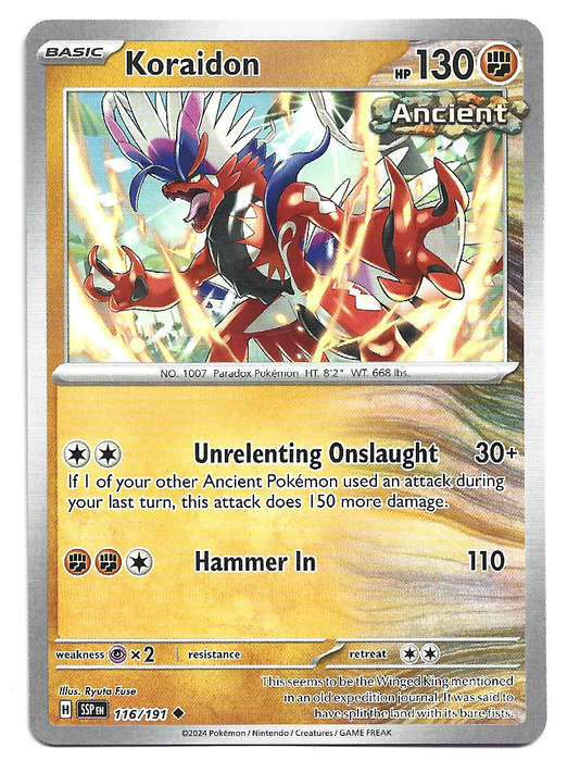 KORAIDON  - POKEMON TCG SURGING SPARKS  COMMON 116/191 TRADING CARD