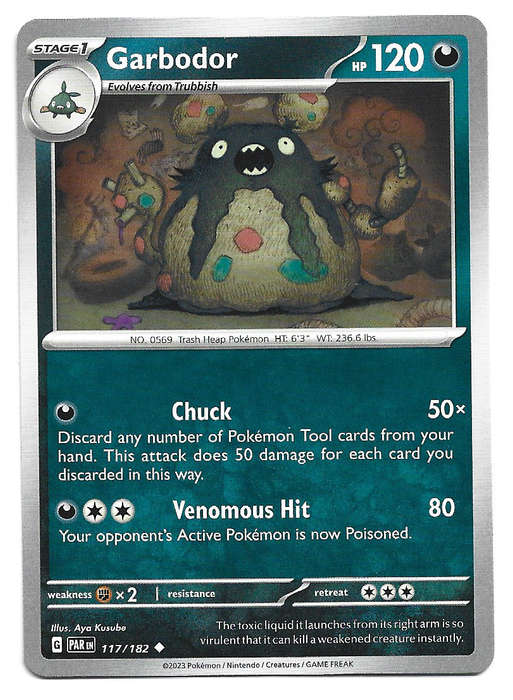 GARBODOR - POKEMON TCG PARADOX RIFT   117/182  COMMON TRADING CARD