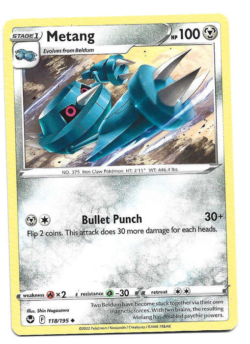 METANG - UNCOMMON  118/195  POKEMON TCG S&S  SILVER TEMPEST TRADING CARD