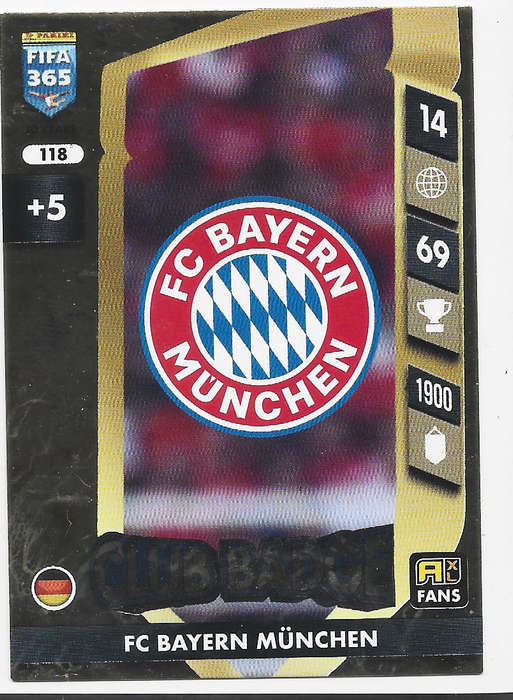 BAYERN MUNICH FC - PANINI FIFA 365 COLLECTION 2025 - FOIL "CLUB BADGE" TRADING CARD 118
