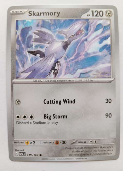 SKARMORY - POKEMON NINTENDO TWILIGHT MASQUERADE  - COMMON TRADING CARD 119/167