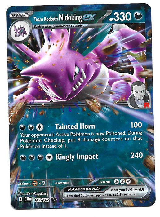 TEAM ROCKET NIDOKING EX - HOLO D/RARE 119/182  POKEMON TCG DESTINED RIVALS TRADING CARD
