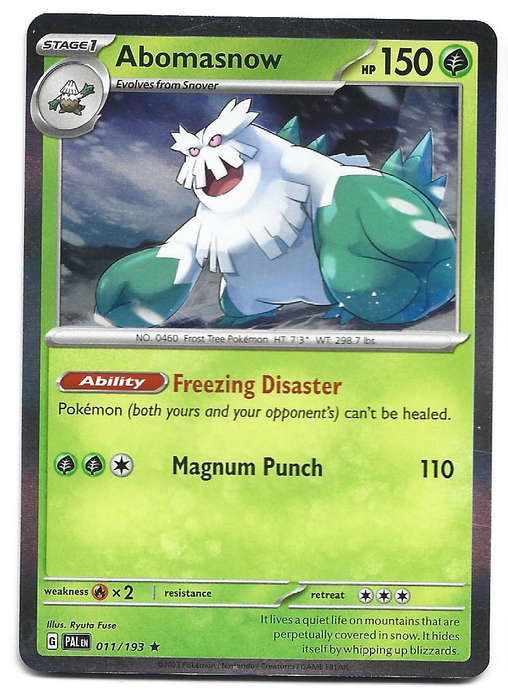 ABOMASNOW -  HOLO RARE  11/193 POKEMON TCG PALDEA EVOLVED TRADING CARD