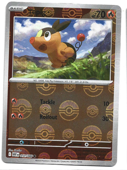 TEPIG - POKE BALL PATTERN RARE  11/86 POKEMON TCG WHITE FLARE TRADING CARD