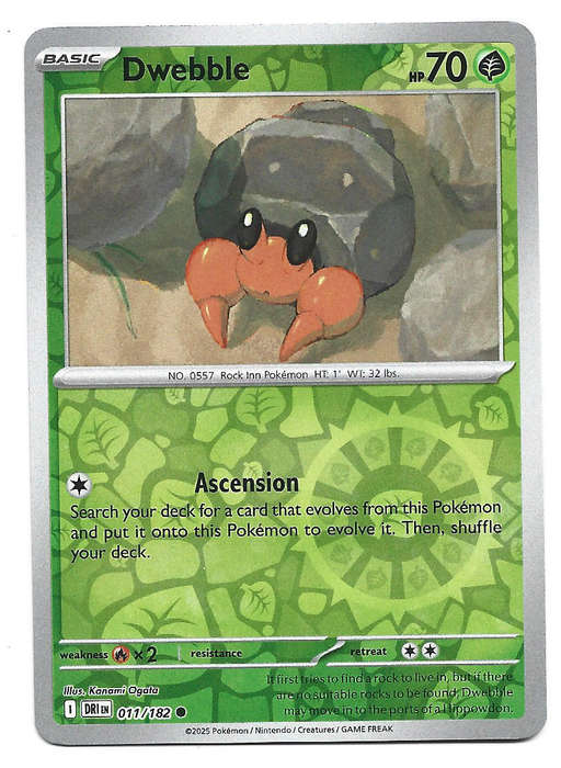 DWEBBLE - REVERSE HOLO  11/182  POKEMON TCG DESTINED RIVALS TRADING CARD