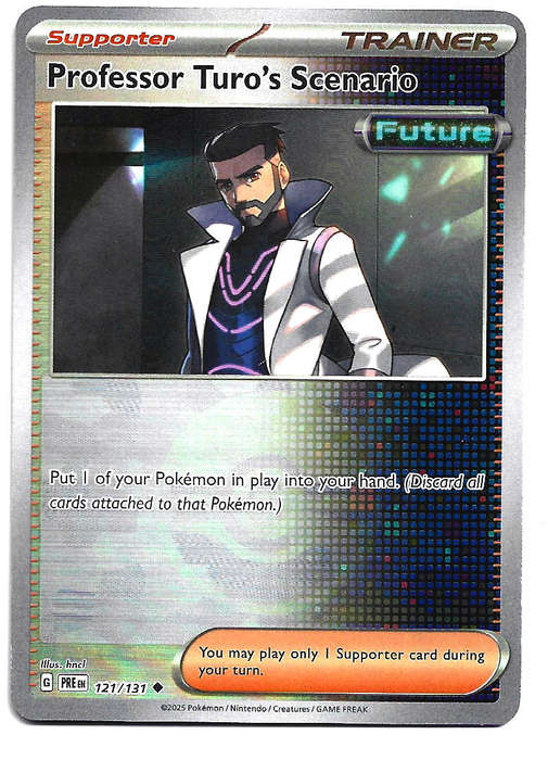 PROFESSOR TURO - R/HOLO POKE BALL PATTERN  121/131  POKEMON PRISMATIC EVOLUTIONS TRADING CARD