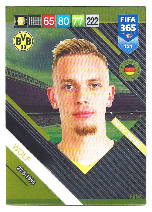 MARIUS WOLF - PANINI FIFA 365 2019 COLLECTION - FOIL `FANS FAVOURITE` TRADING CARD 121