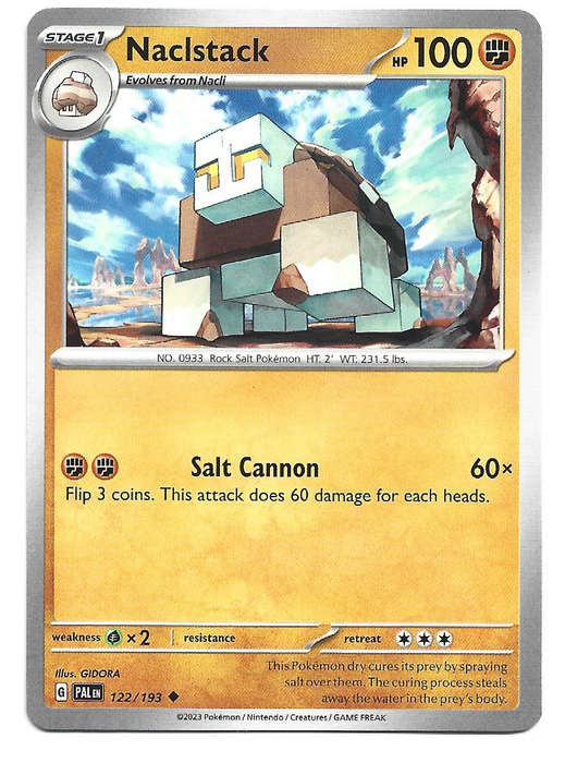 POKEMON CARD - NACLSTACK  122/193 COMMON PALDEA EVOLVED 2023 TRADING CARD - MINT