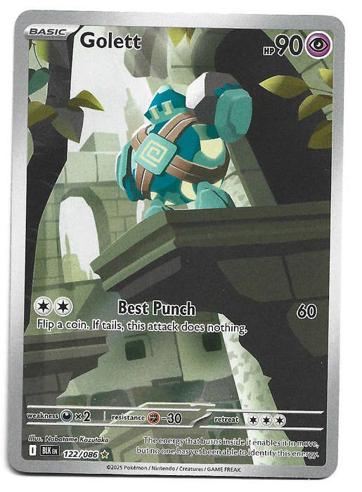 GOLETT - ILLUSTRATION RARE  122/86 POKEMON TCG BLACK BOLT TRADING CARD