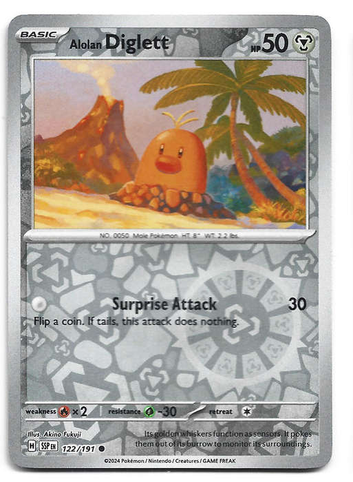 ALOLAN DIGLETT  -  REVERSE HOLO 122/191 POKEMON TCG SURGING SPARKS TRADING CARD