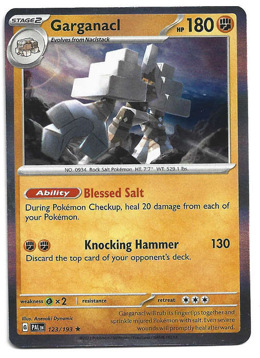 GARGANACL - HOLO RARE 123/193 POKEMON TCG PALDEA EVOLVED TRADING CARD