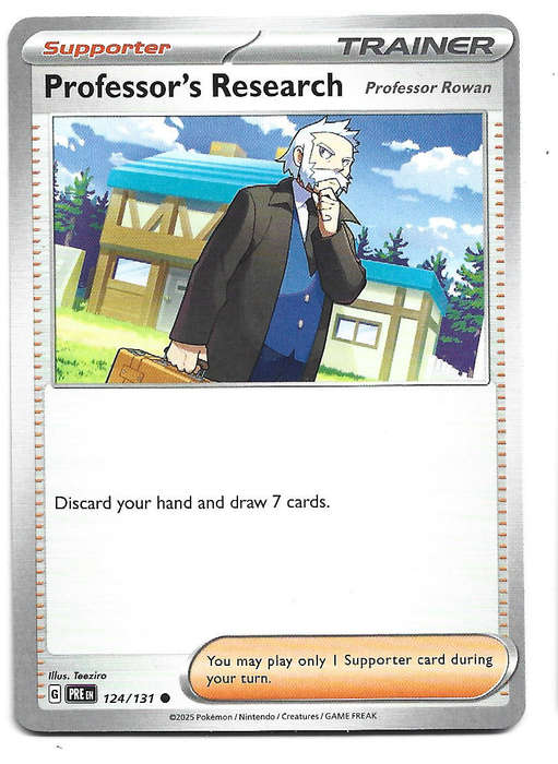PROFESSOR'S RESEARCH - COMMON  124/131 POKEMON TCG PRISMATIC EVOLUTIONS  TRADING CARD