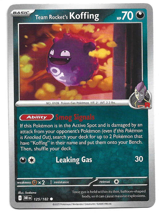 TEAM ROCKET's KOFFING - COMMON  125/182  POKEMON TCG DESTINED RIVALS TRADING CARD