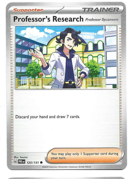 PROFESSOR'S RESEARCH - COMMON  125/131 POKEMON TCG PRISMATIC EVOLUTIONS  TRADING CARD