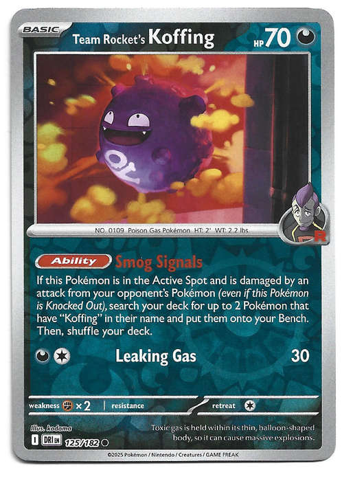 TEAM ROCKET's KOFFING  - REVERSE HOLO  125/182  POKEMON TCG DESTINED RIVALS TRADING CARD