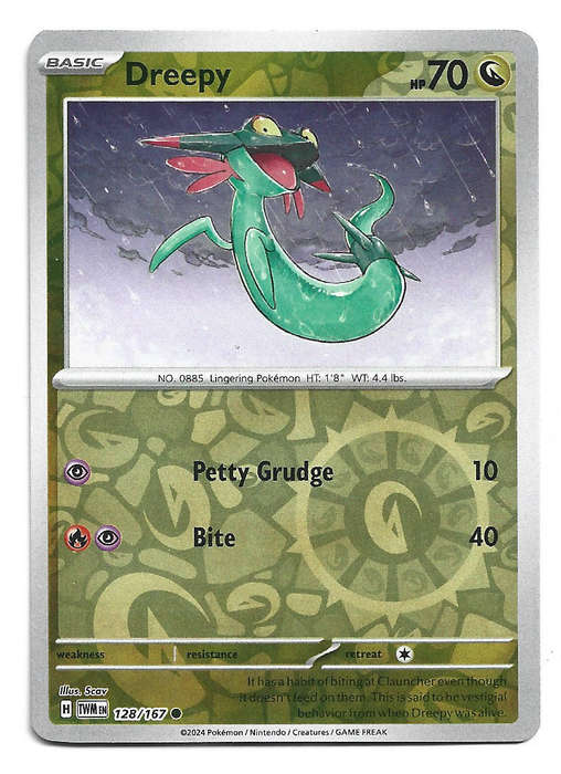 DREEPY - REVERSE HOLO  128/167 POKEMON TCG TWILIGHT MASQUERADE TRADING CARD