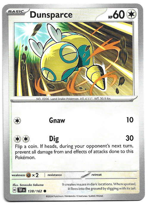 DUNSPARCE - COMMON  128/162 POKEMON TCG TEMPORAL FORCES TRADING CARD