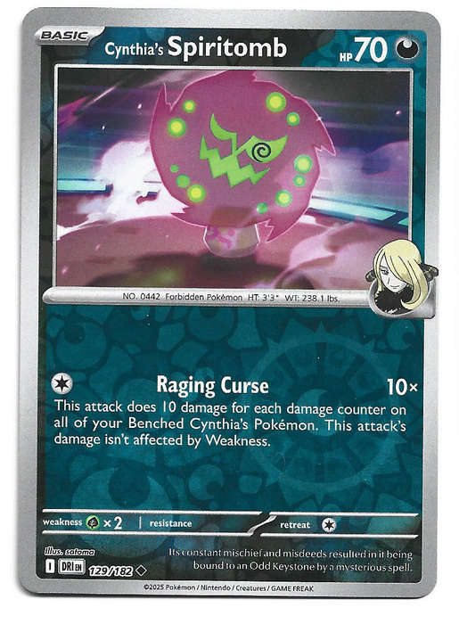 CYNTHIA's SPIRITOMB - REVERSE HOLO  129/182  POKEMON TCG DESTINED RIVALS TRADING CARD