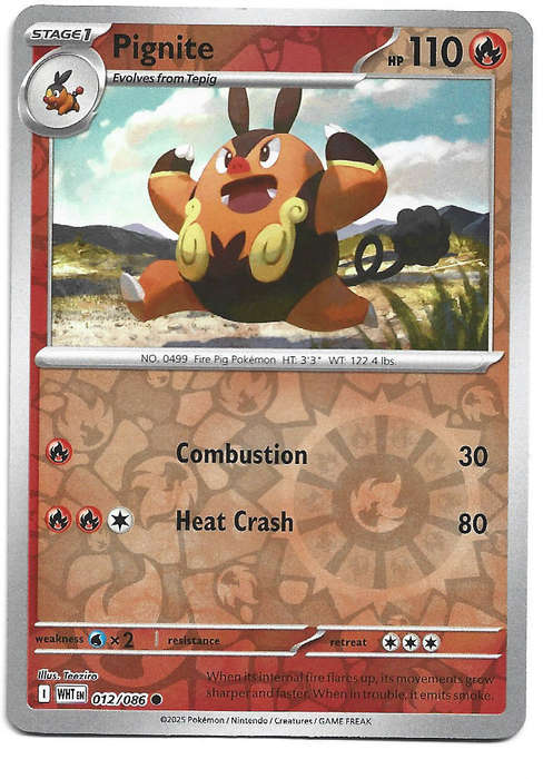PIGNITE - REVERSE HOLO  12/86 POKEMON TCG WHITE FLARE TRADING CARD