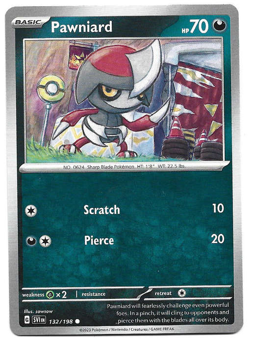 PAWNIARD - COMMON  132/198  POKEMON TCG SCARLET & VIOLET TRADING CARD