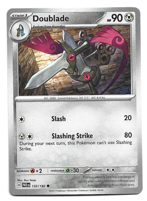 DOUBLADE  -  POKEMON PARADOX RIFT COMMON  132/182 TRADING CARD