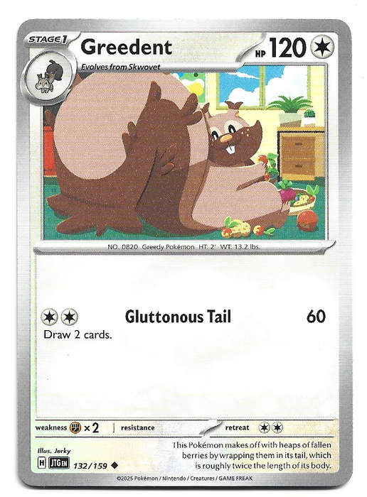 GREEDENT - COMMON  132/159 POKEMON TCG JOURNEY TOGETHER TRADING CARD