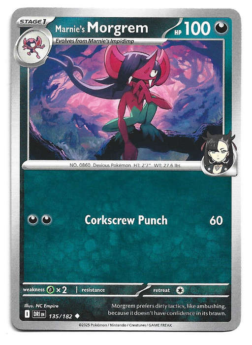 MARNIE's MORGREM  -  UNCOMMON  135/182  POKEMON TCG DESTINED RIVALS TRADING CARD