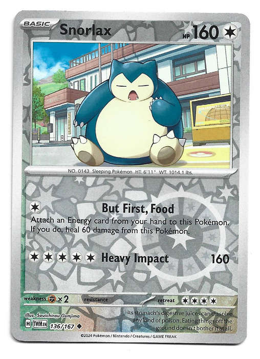 SNORLAX - REVERSE HOLO  136/167 POKEMON TCG TWILIGHT MASQUERADE TRADING CARD