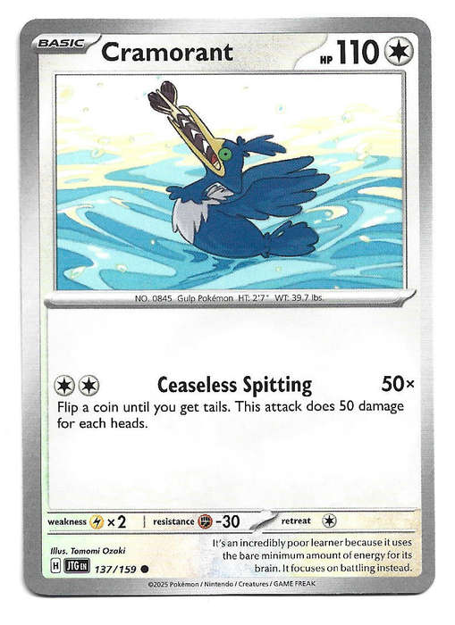 CRAMORANT - COMMON  137/159 POKEMON TCG JOURNEY TOGETHER TRADING CARD