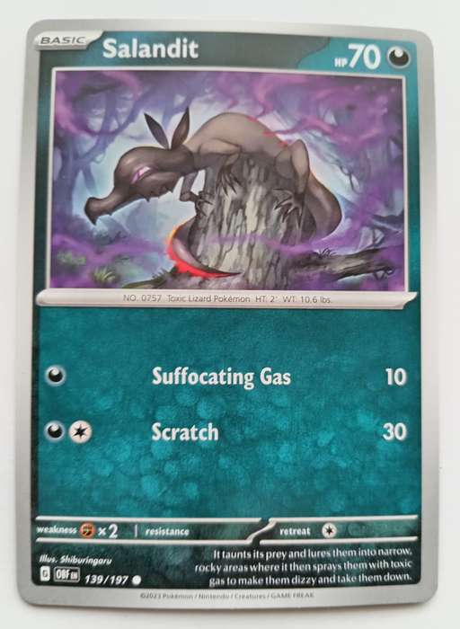 POKEMON CARD - SALANDIT  139/197 COMMON OBSIDIAN FLAMES 2023 - MINT