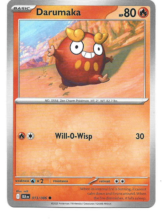 DARUMAKA - COMMON  13/86 POKEMON TCG BLACK BOLT TRADING CARD