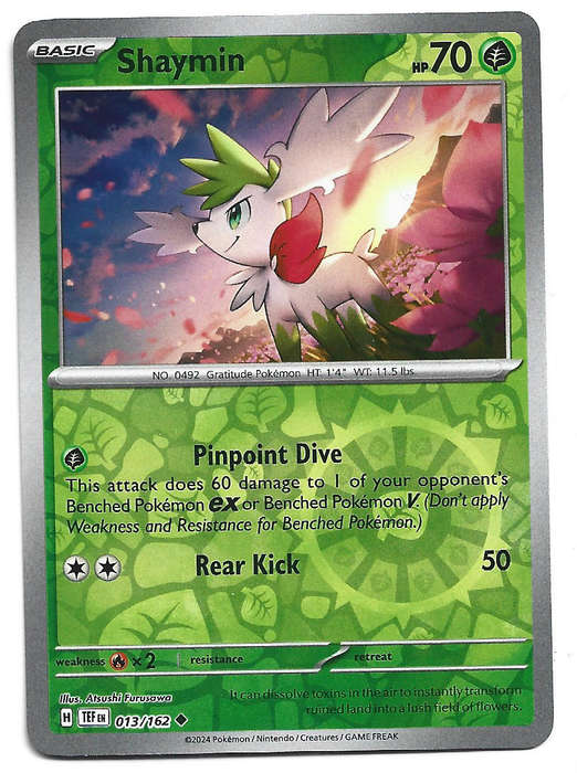 SHAYMIN - REVERSE HOLO  13/162 POKEMON TCG TEMPORAL FORCES TRADING CARD