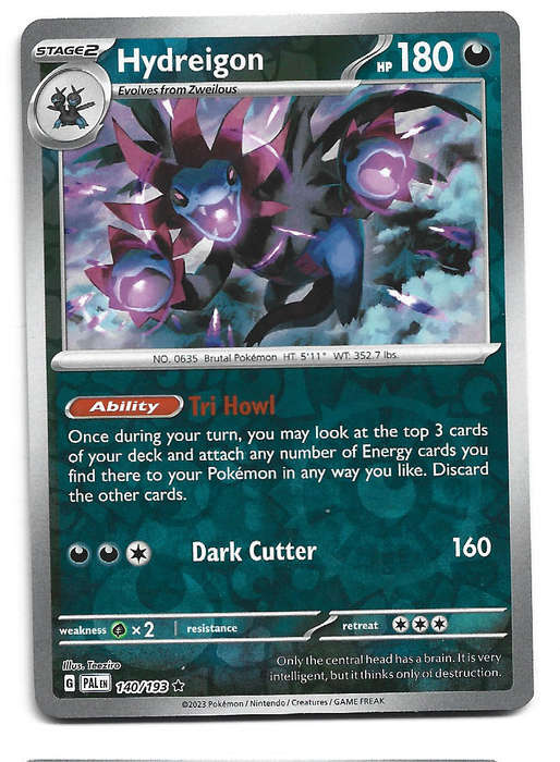 HYDREIGON -  REVERSE HOLO  140/193 POKEMON TCG PALDEA EVOLVED TRADING CARD