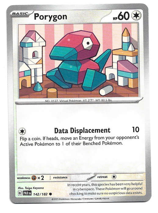 PORYGON  -  POKEMON PARADOX RIFT COMMON  142/182 TRADING CARD