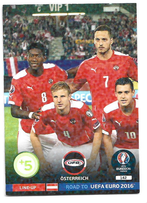 AUSTRIA - PANINI Road to Euro 2016 Collection - TEAM "LINE UP" TRADING CARD 142