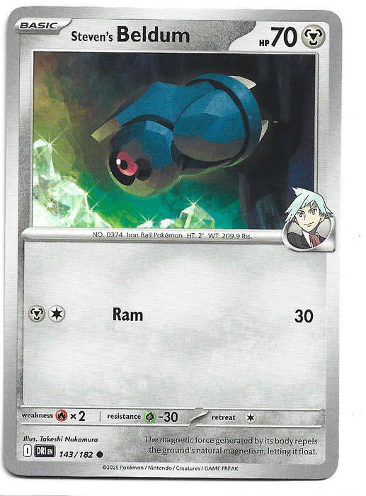 STEVEN's BELDUM - COMMON  143/182  POKEMON TCG DESTINED RIVALS TRADING CARD