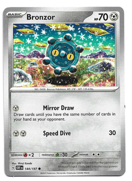 BRONZOR -  COMMON  144/197 POKEMON TCG OBSIDIAN FLAMES  TRADING CARD