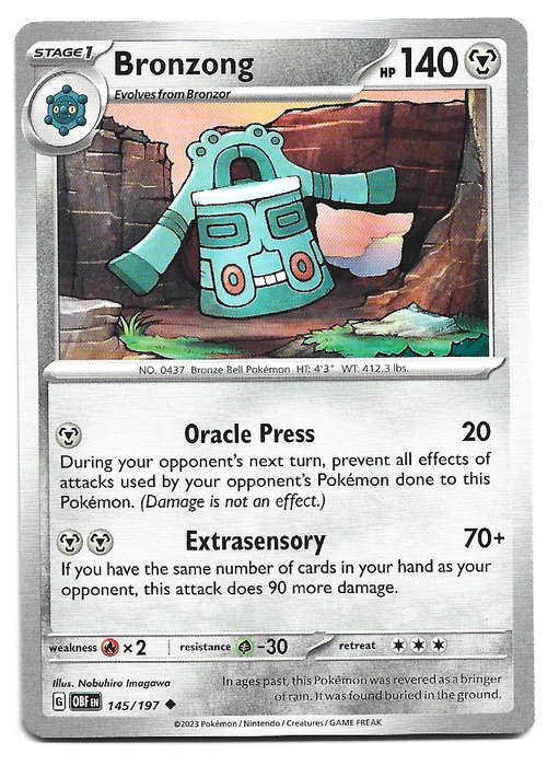 BRONZONG -   POKEMON TCG OBSIDIAN FLAMES COMMON  145/197 TRADING CARD