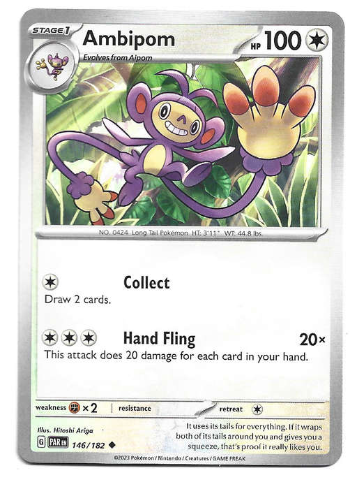 AMBIPOM  -  POKEMON PARADOX RIFT COMMON  146/182 TRADING CARD